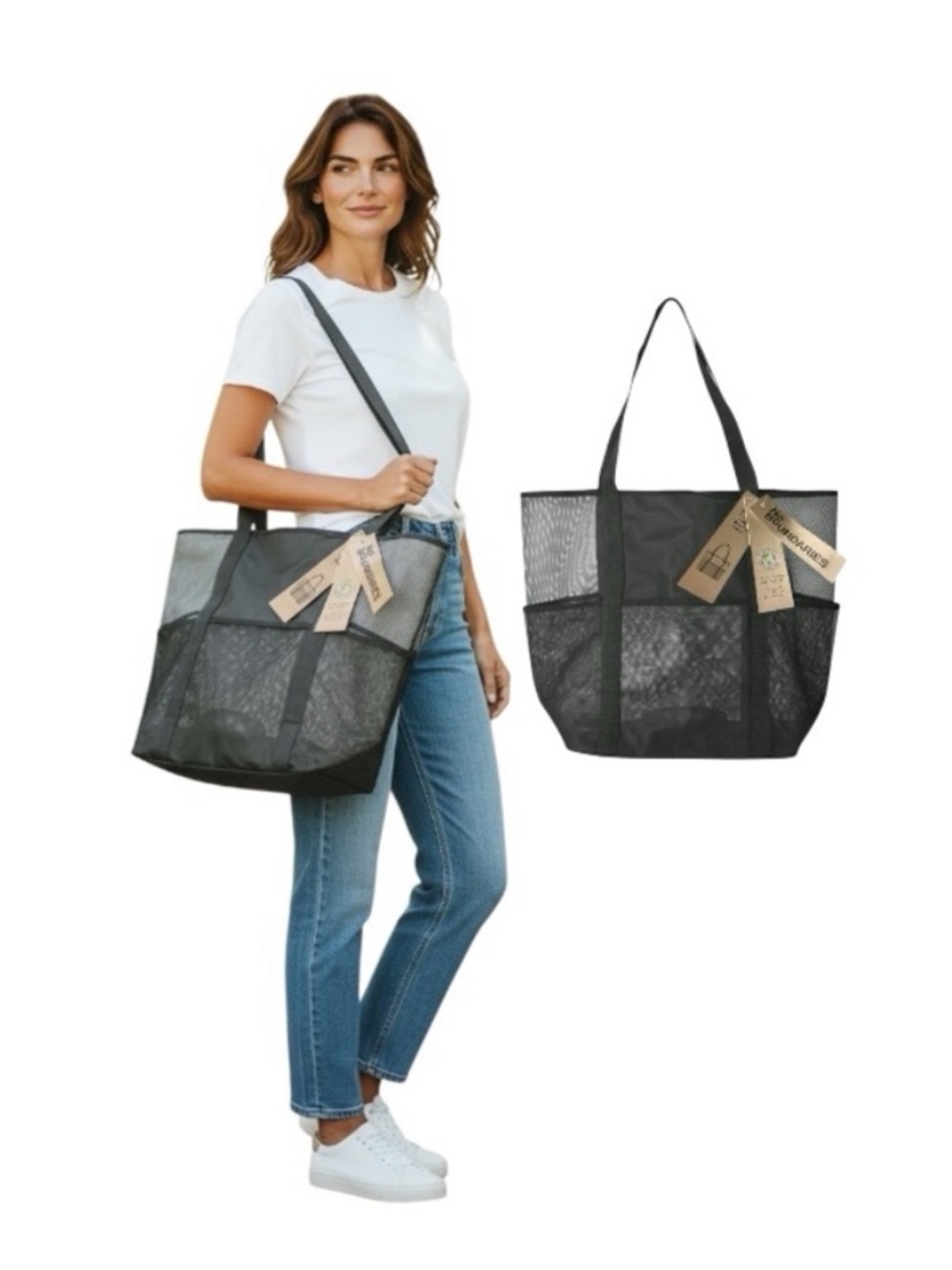 No Boundaries Black Mesh Tote Bag